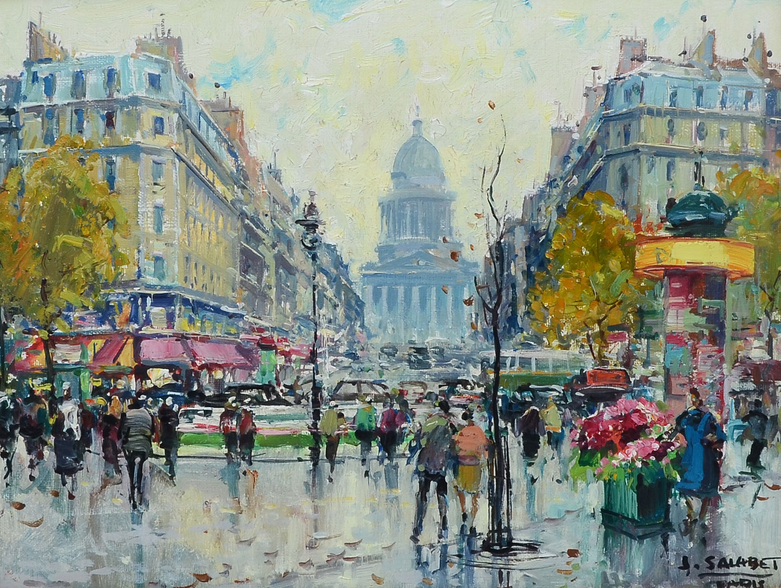 Appraisal: SALABET Jean French - Paris Street Scene Oil Canvas ''