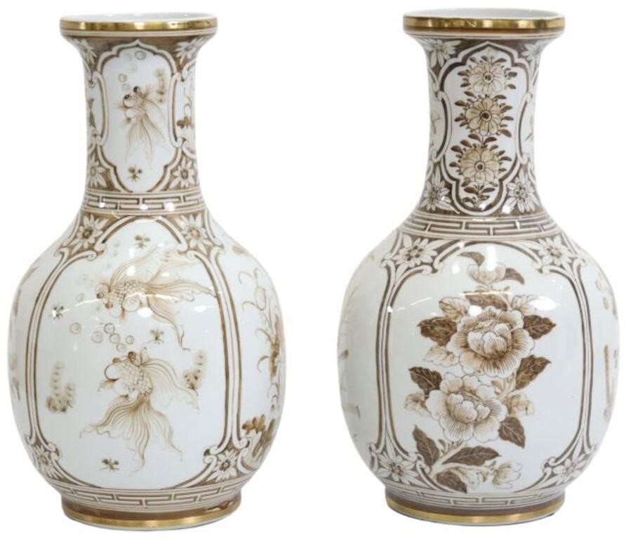 Appraisal: pair Asian porcelain baluster-form vases Maitland-Smith late th c decorated