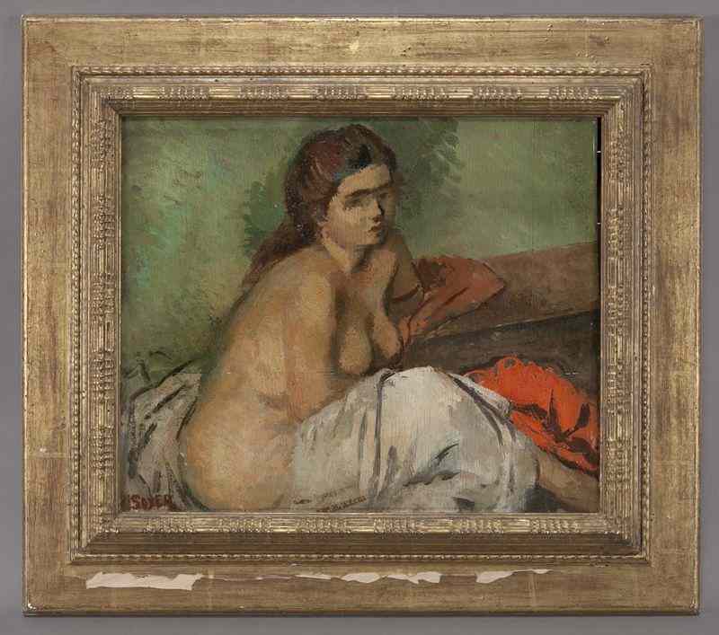 Appraisal: Moses Soyer oil painting on panel of a draped nudePanel