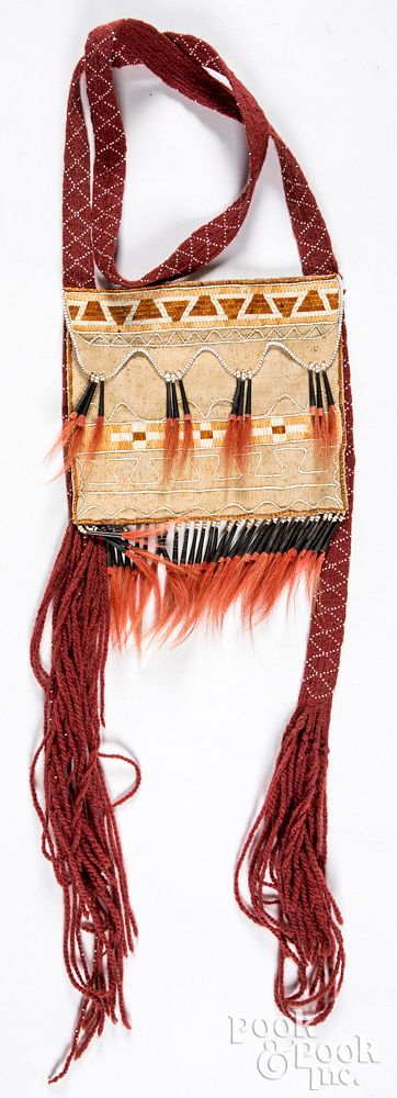 Appraisal: Brent Boyd American Indian quill bead shot bag Native American