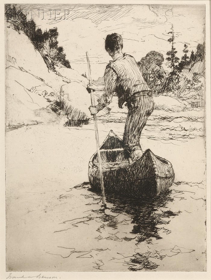 Appraisal: Frank Weston Benson American - Canoeman published state edition of