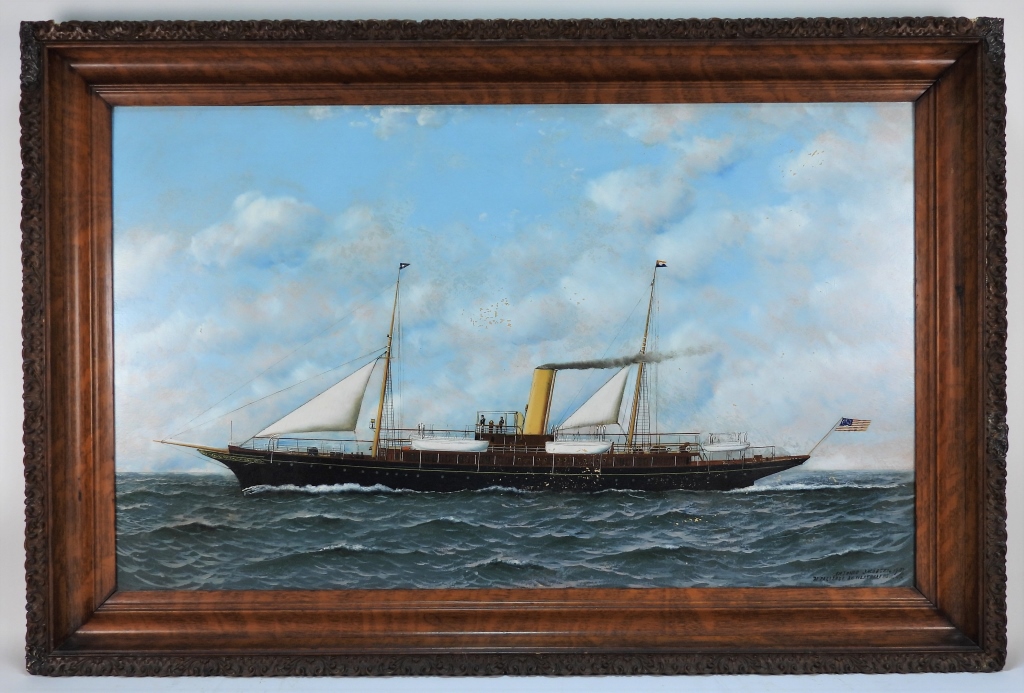 Appraisal: ANTONIO JACOBSEN MARITIME STEAMER SHIP PAINTING New York New Jersey