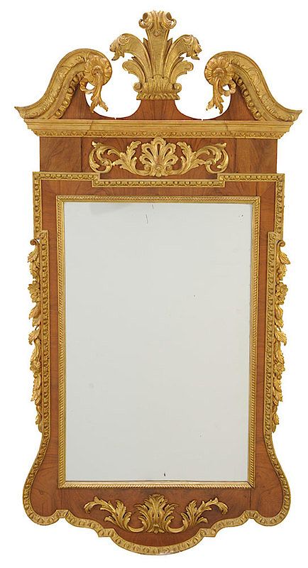 Appraisal: George II Style Parcel-Gilt Walnut Mirror British th century well