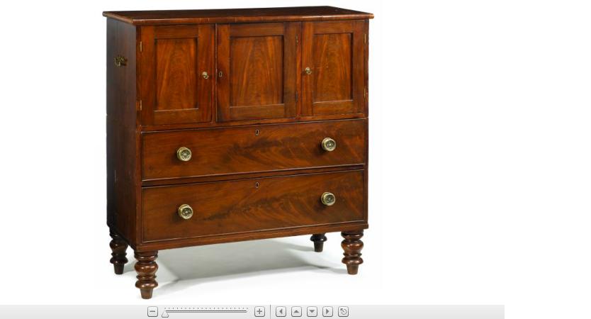 Appraisal: late Regency mahogany campaign cabinetTwo parts the rectangular top over