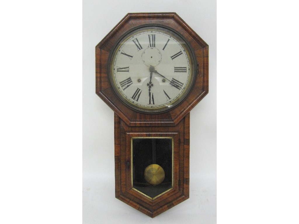 Appraisal: A Victorian rosewood octagonal wall clock the dial bearing Roman