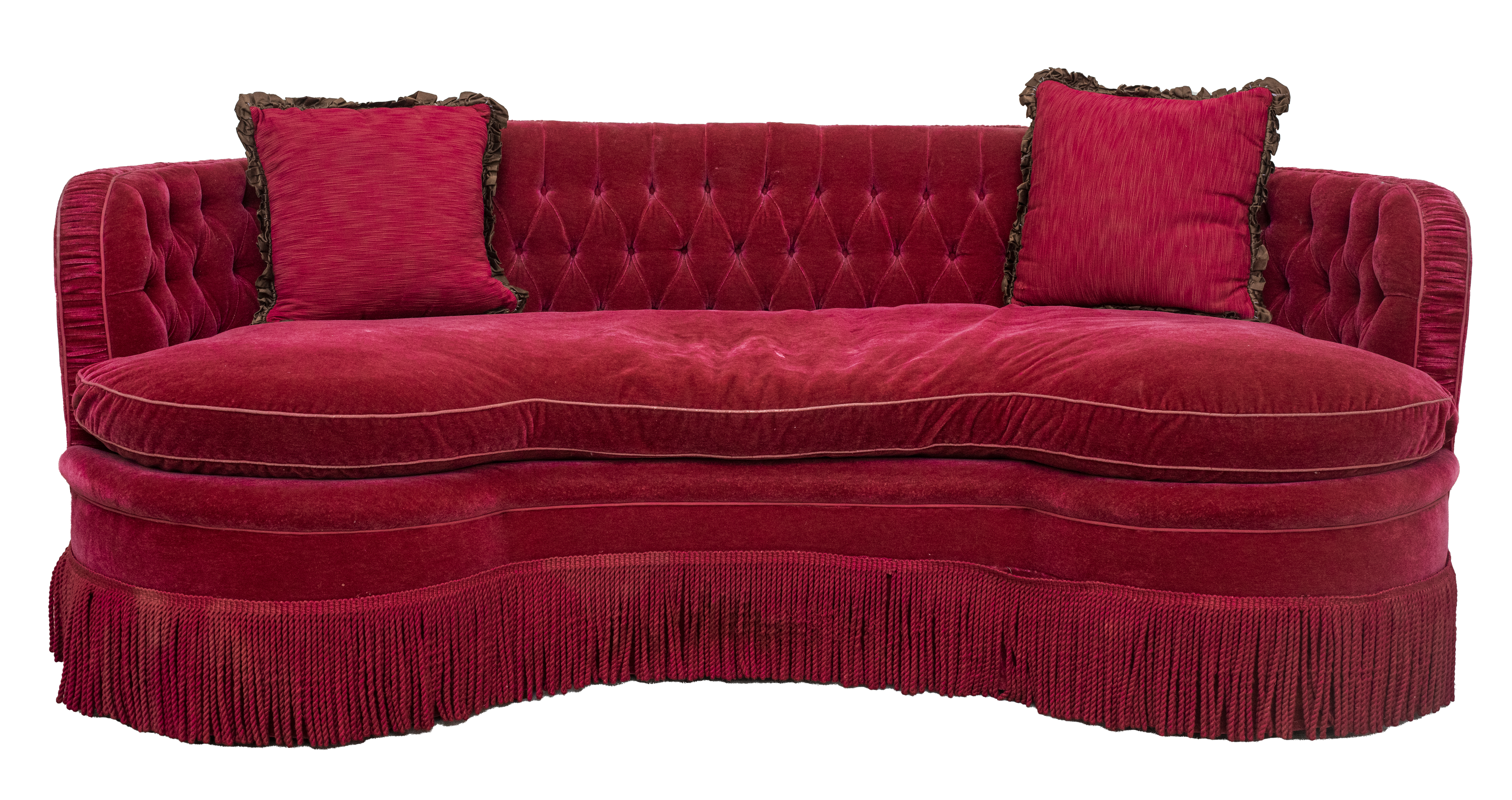 Appraisal: GUCCI STYLE RED SOFA Gucci style kidney shape sofa upholstered