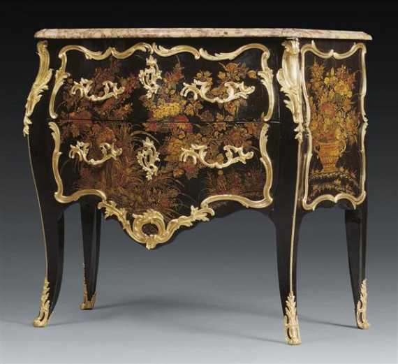 Appraisal: LACQUER CHEST OF DRAWERS Louis XV stamped N GREVENICH Nicolas