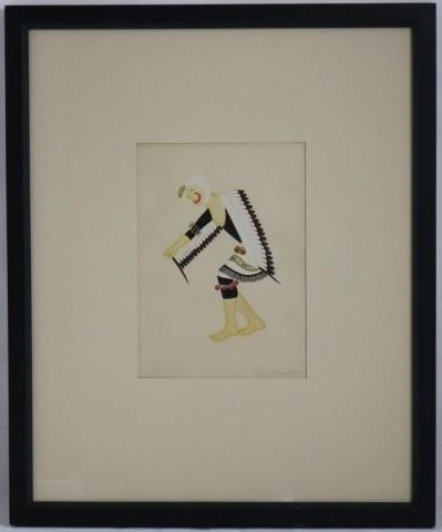 Appraisal: JOSE AGUILAR BORN WATERCOLOR TITLED EAGLE DANCER SAN ILDEPHONSO SIGNED