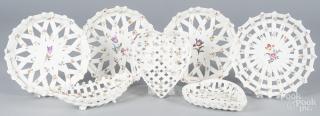 Appraisal: Seven porcelain basketry trays largest - '' dia