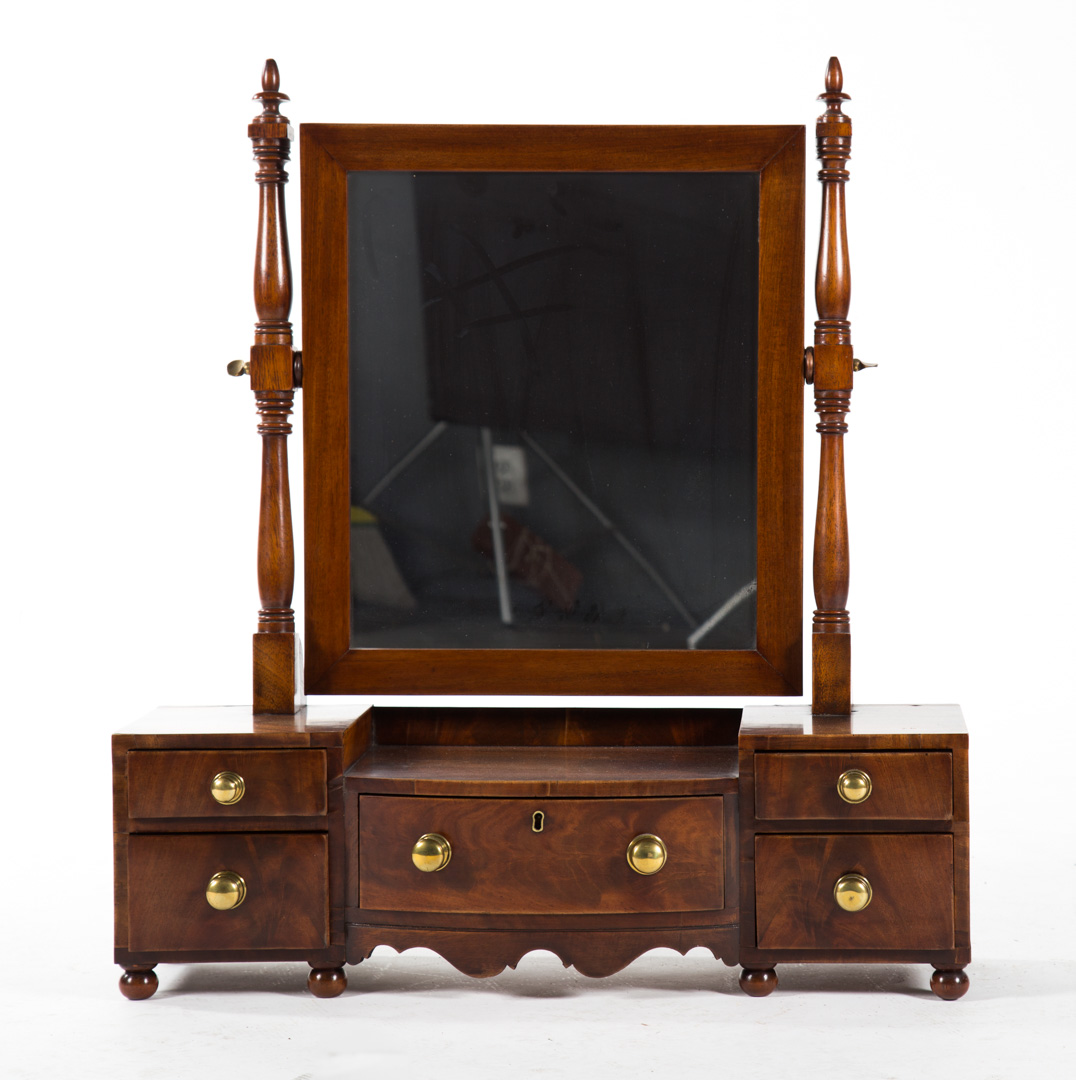 Appraisal: George IV mahogany shaving stand circa square articulating mirror five