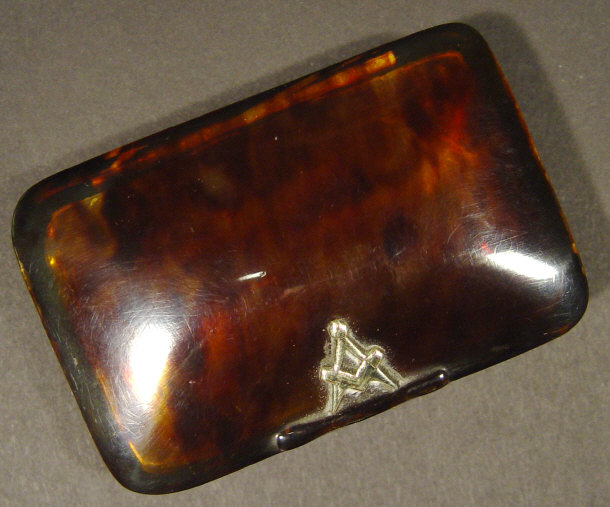 Appraisal: Early th Century rectangular tortoiseshell snuff box inset with a