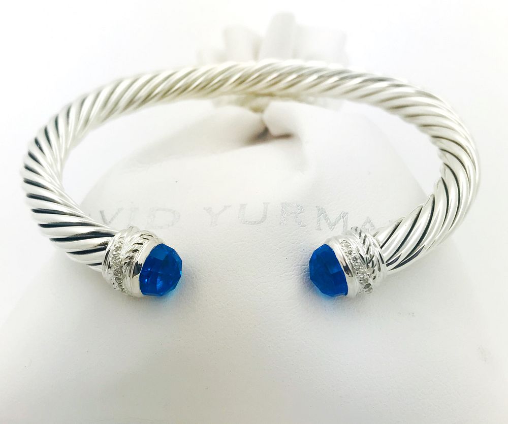 Appraisal: David Yurman Cable Classic Blue Topaz Diamond Bracelet David Yurman