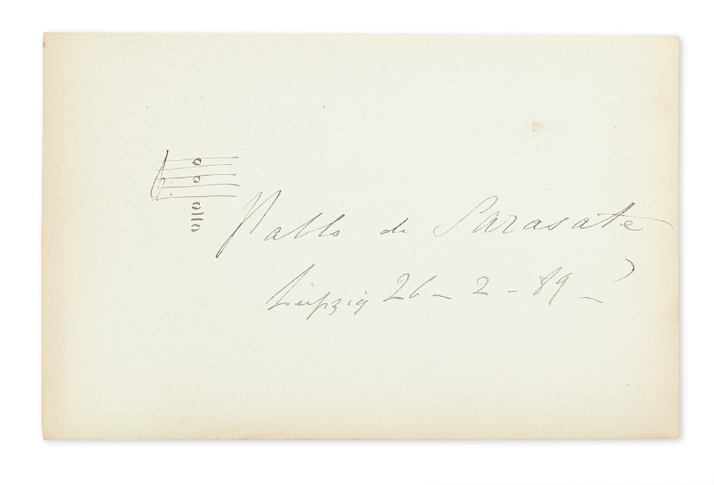 Appraisal: SARASATE PABLO DE Autograph Musical Quotation dated and Signed a