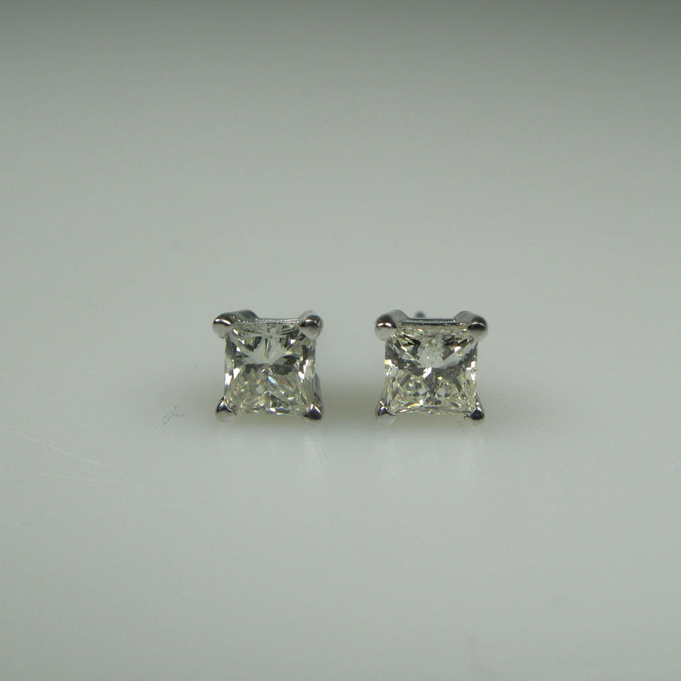 Appraisal: Pair Of k White Gold Stud Earrings each set with