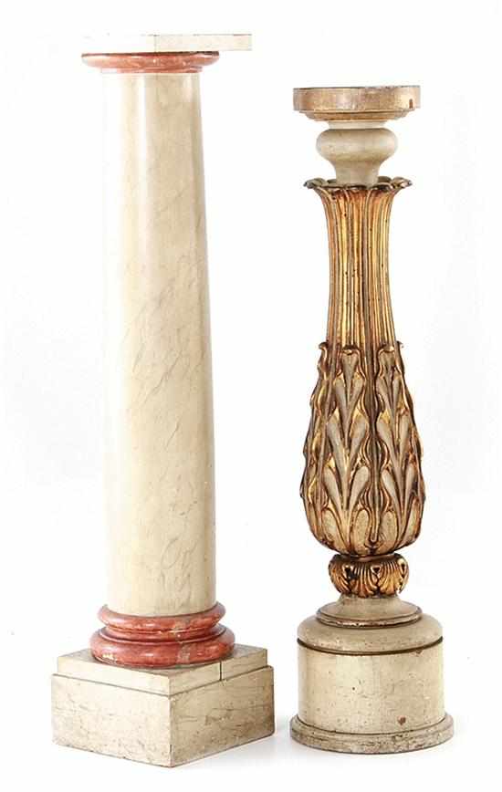 Appraisal: Italian carved and painted pedestals late th early th century