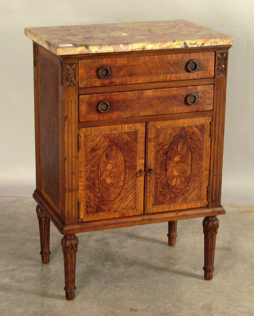 Appraisal: Two drawer marble top commode h w