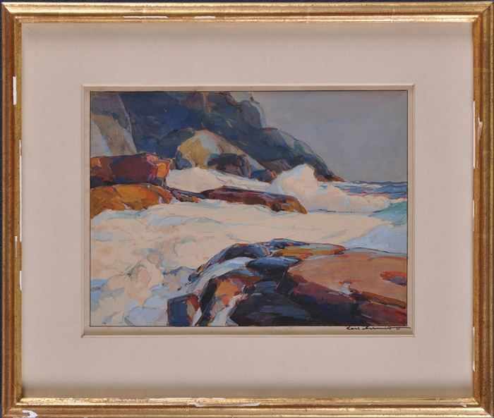 Appraisal: KARL SCHMIDT - ROCKY COASTLINE Watercolor and pencil on paper