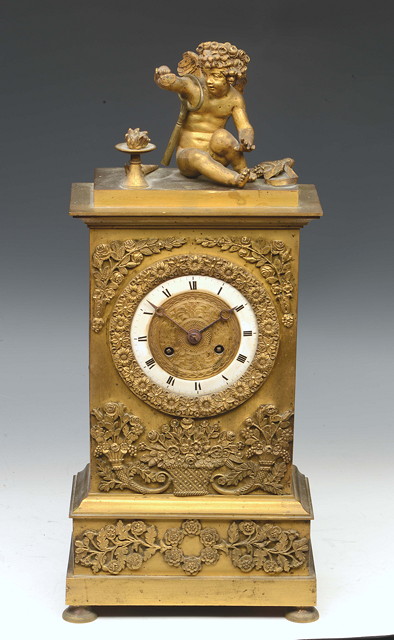 Appraisal: AN EARLY TH CENTURY FRENCH GILT METAL MANTEL CLOCK having