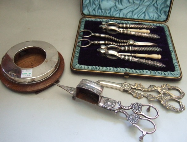 Appraisal: A Victorian plated post dessert set comprising two pairs of