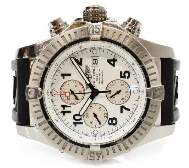 Appraisal: Men's Breitling 'Super Avenger' chronograph wristwatch A stainless steel case