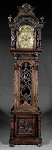 Appraisal: An American Carved Oak Tall Case Clock early th c