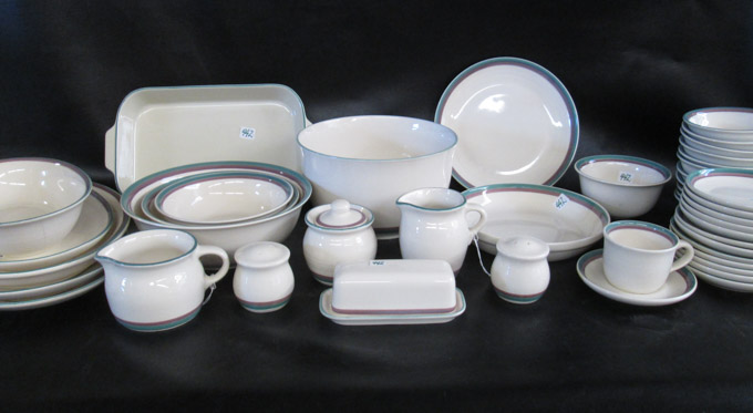 Appraisal: PFALZGRAFF JUNIPER DINNERWARE SET seventy-one pieces comprised of dinner plates