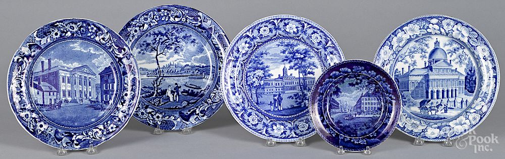 Appraisal: Five Staffordshire historical blue plates Exclusive on Bidsquare Five Staffordshire