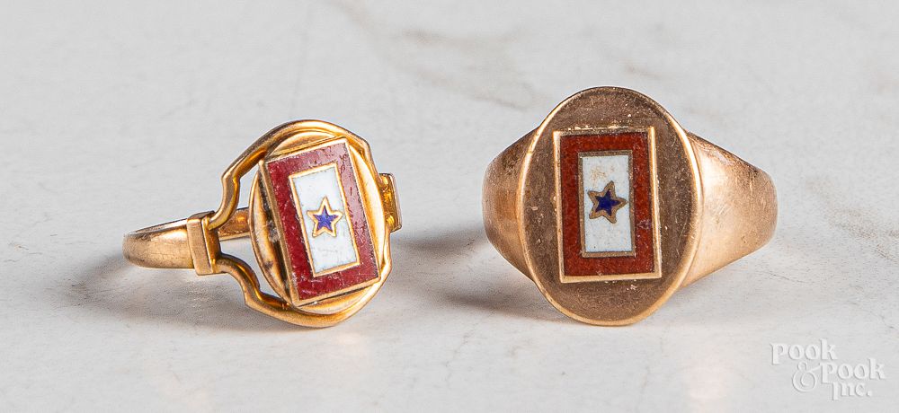 Appraisal: Two K rose gold and enamel antique rings Two K