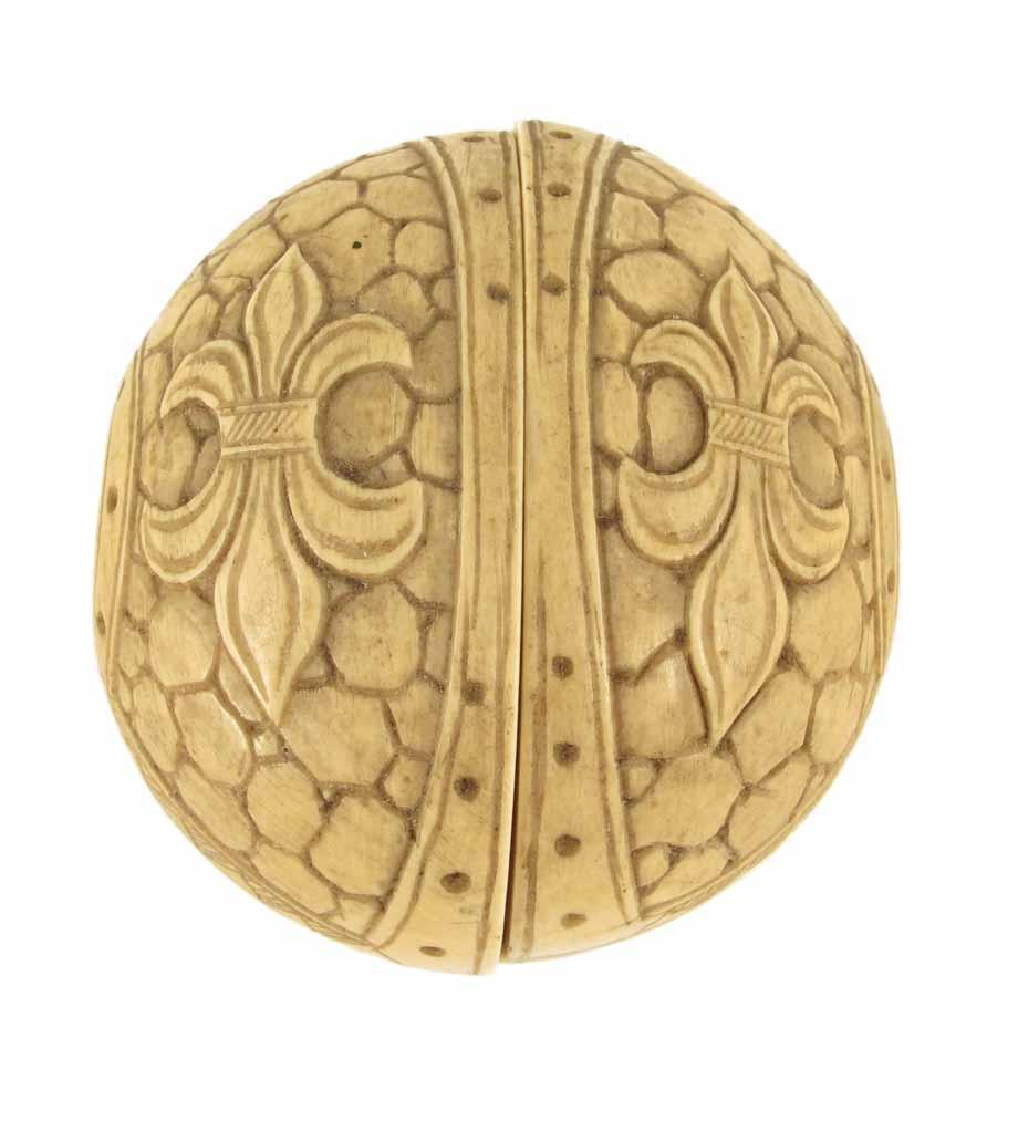 Appraisal: A French carved ivory triptych ball