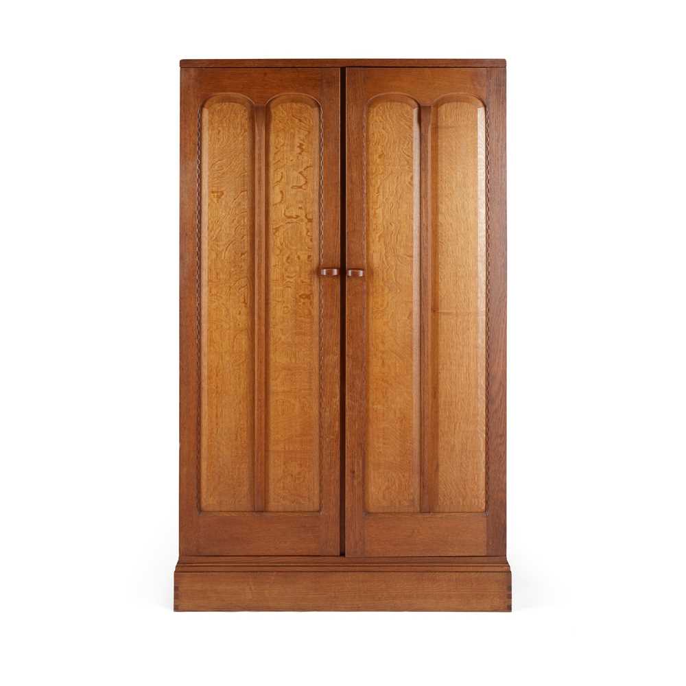 Appraisal: STANLEY WEBB DAVIES - ARTS CRAFTS CUPBOARD DATED oak carved