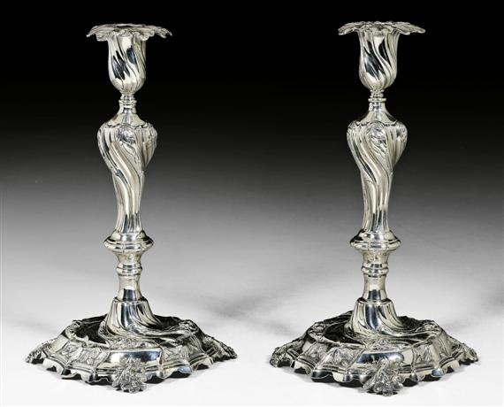 Appraisal: PAIR OF CANDLEHOLDERS Marked Amsterdam Maker's mark IH with tree