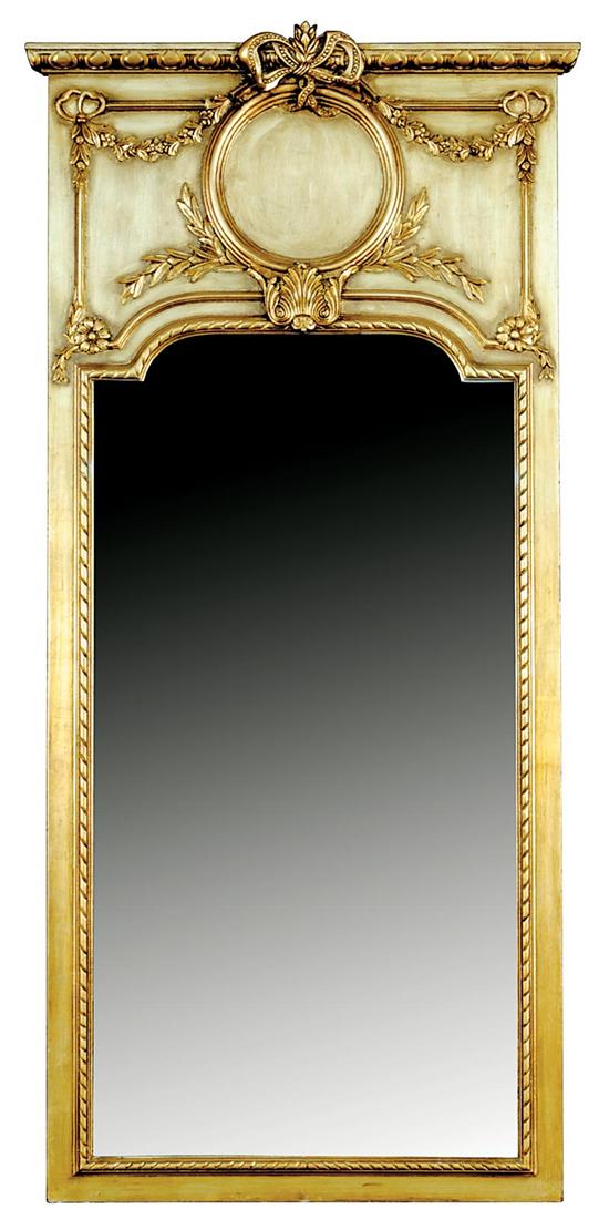 Appraisal: Georgian style gilded hall mirror carved cornice over panel with