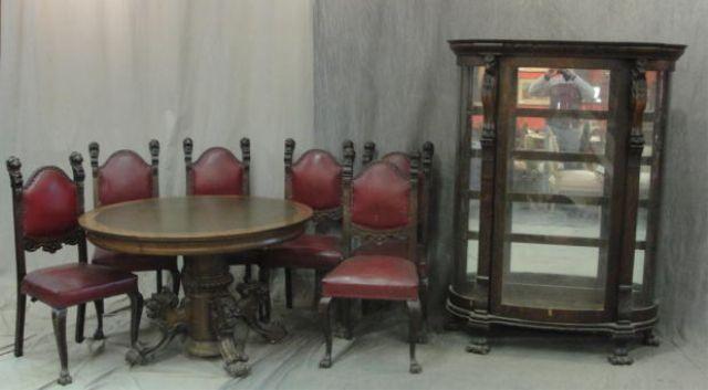 Appraisal: Horner Piece Victorian Oak Dining Set Possibly Horner As is