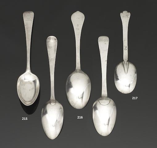 Appraisal: A pair of silver spoons possibly Spanish Valladolid Corte Old