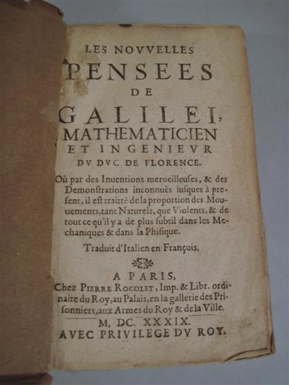 Appraisal: vol Galilei Galileo Les Nouvelles Pensees de Galilei Mathematicien Et