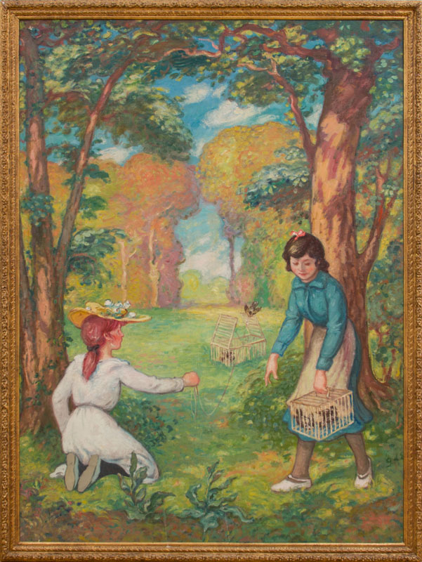 Appraisal: GEORGES D'ESPAGNAT - LE PI GE OISEAUX Oil on canvas