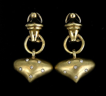 Appraisal: A Pair of Heart Shape Diamond Door Knocker Earrings k