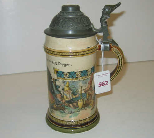 Appraisal: METTLACH LITER PUG BEER STEIN No decorated all around showing