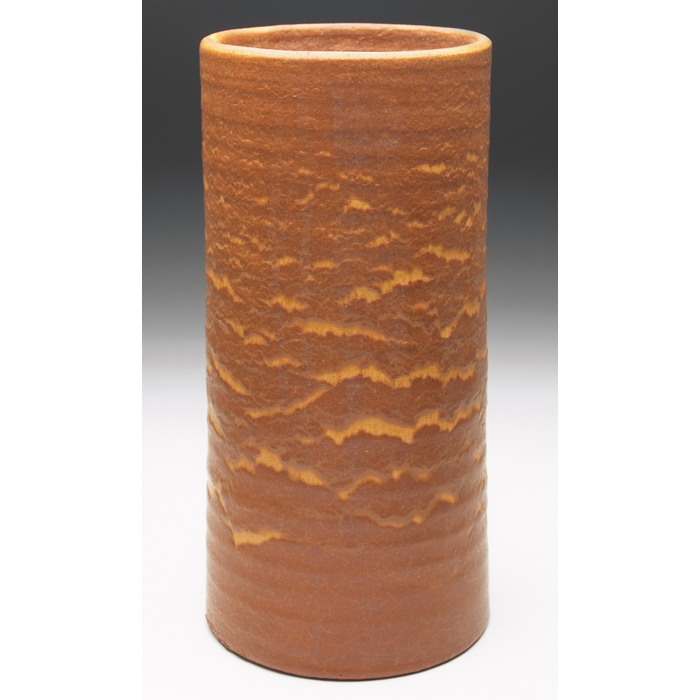 Appraisal: Grueby vase large cylindrical form covered in a suspended brown