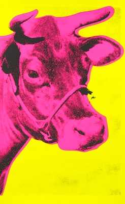 Appraisal: Andy Warhol American - Cow Screenprint on wallpaper pink on