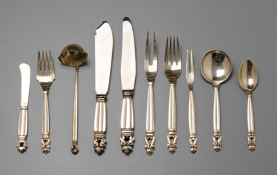 Appraisal: Jensen Acorn Sterling Flatware Danish th century pieces marks for