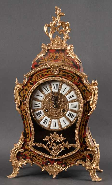 Appraisal: Louis XV style brass mounted faux boulle marquetry bracket clock