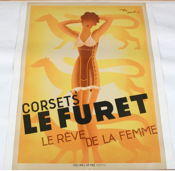 Appraisal: Roger Perot French - Corsets Le Furet fashion poster x