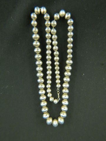 Appraisal: Indian Concho Sterling Silver Bead Necklace beads long grams