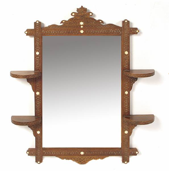 Appraisal: A pair of Moorish style inlaid bracket mirrors height in