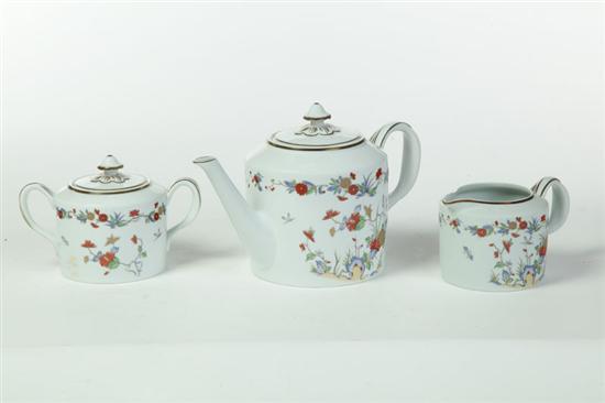 Appraisal: THREE-PIECE MOTTAHEDEH PORCELAIN TEA SET Portugal late th century Teapot