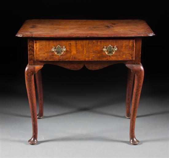 Appraisal: George II Queen Anne style oak single-drawer worktable mid- th