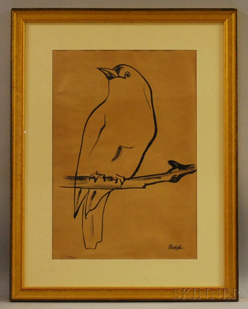 Appraisal: Rashid-Ud-Din Pakistani th Century Bird Signed Rashid l r identified