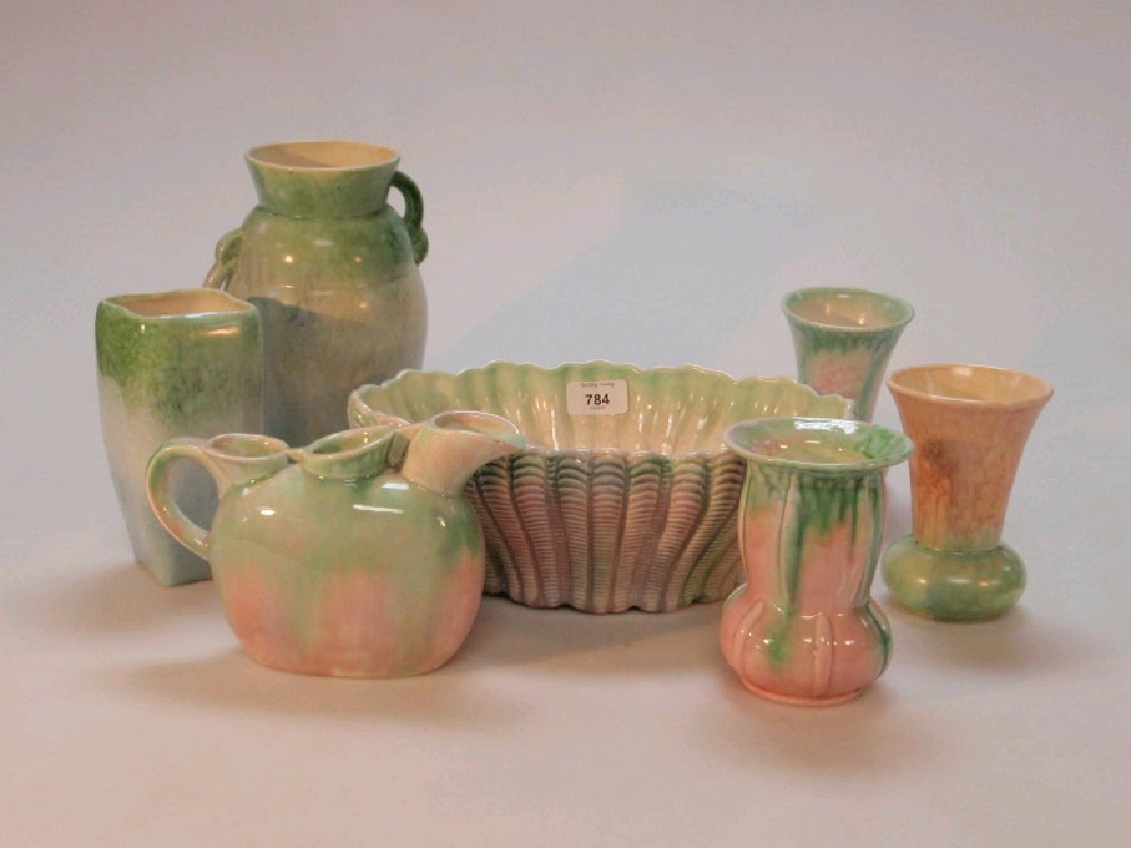 Appraisal: Various Sylvac drip glazed items mainly pink and green planter