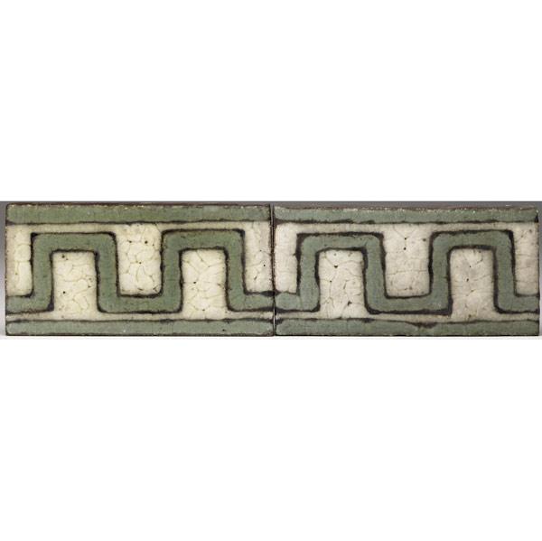 Appraisal: GRUEBY Forty border tiles decorated cuerda seca in a green